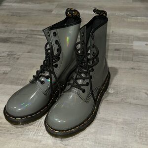 Dr. Martens Grey Patent Leather Women's Boots